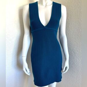 HOUSE OF HARLOW Dress Teal Ribbed Sleeveless Size L • NEW WITH TAGS •